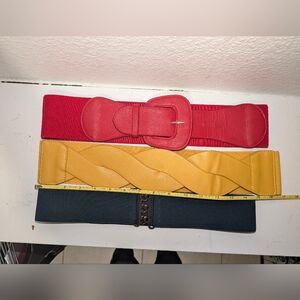 Stylish Women's Belt Set - Red, Yellow, Black